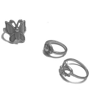 3 piece silver ring set